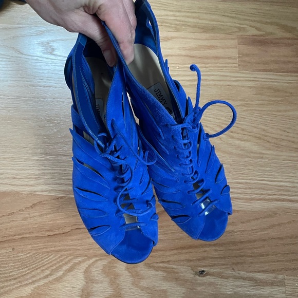 Beautiful Royal blue Suede Heeled lace up Sandals  by Jimmy choo - Picture 3 of 7